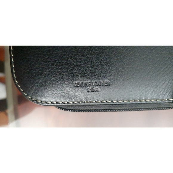 FOSSIL Genuine Black Leather TIE TRAVEL CASE Tie Keeper Organizer 16" Long - Picture 5 of 7